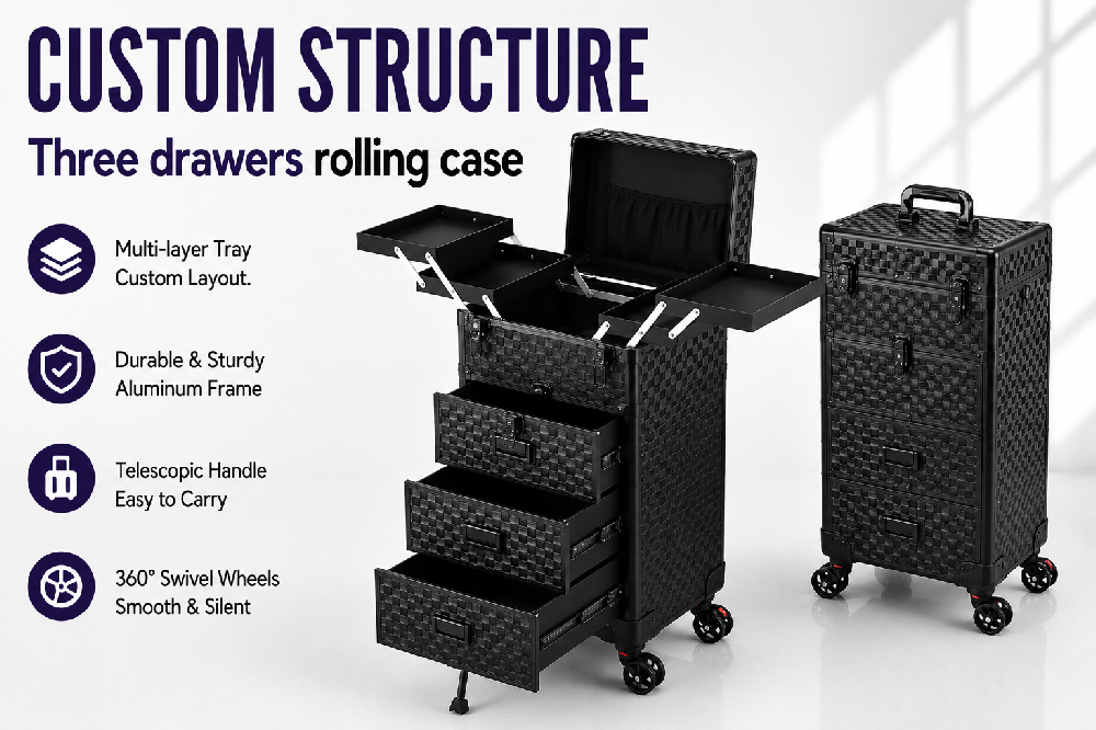 Three drawers rolling case